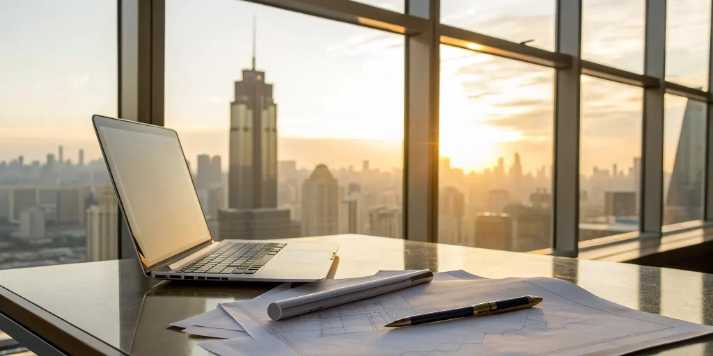 Laptop and documents on a desk for an investor finding the best no doc mortgage lenders.