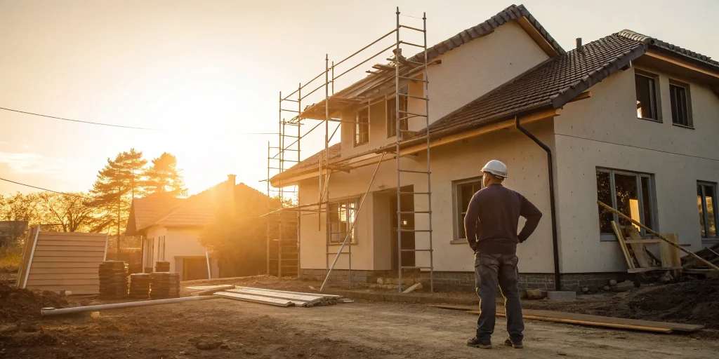 An investor reviews a house renovation project funded by one of the best fix and flip lenders.