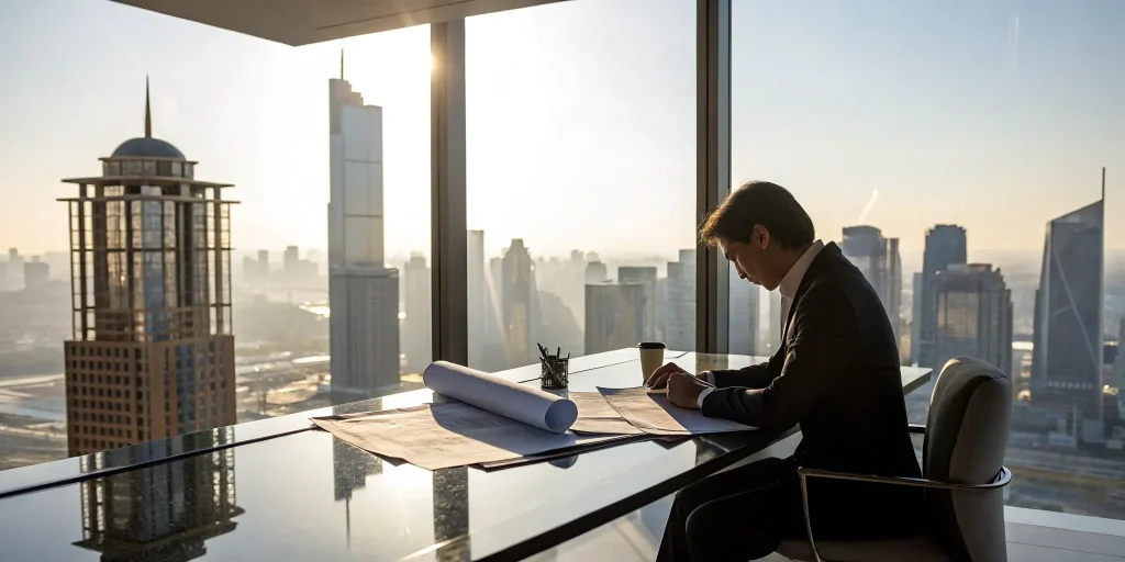 Man reviewing documents for a cash out refinance to purchase an investment property.
