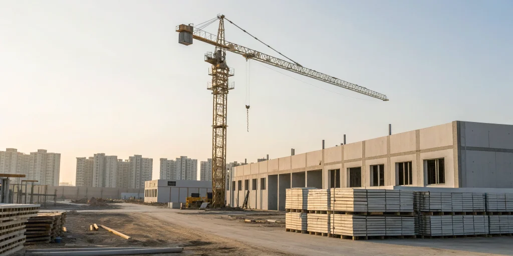 Crane working on a new building financed with a non-recourse construction loan.