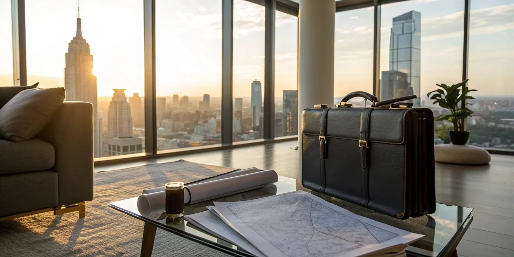 Modern office desk with documents detailing a cash-out refinance example.