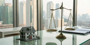 Model house on a balance scale, weighing the decision to refinance multiple rental properties into one loan.