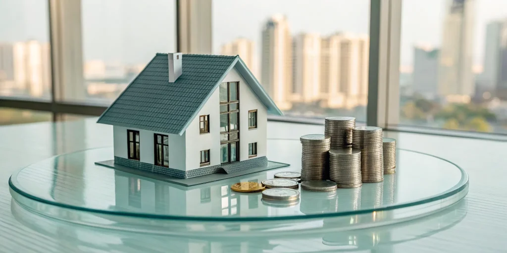 Model house and stacked coins representing the best lenders for fix and hold investors.