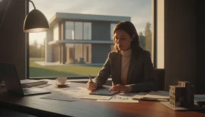 Real estate investor reviewing loan documents for a fix-and-flip project